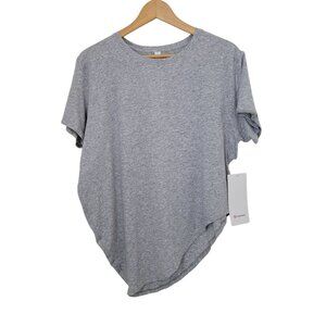 NWT Lululemon LA Asymmetrical Relaxed Crew Heathered Gray T-Shirt Women's Sz 6